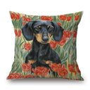 Dachshund Dog Painting Cotton Linen Pillow Covers Whimsical Home Decor