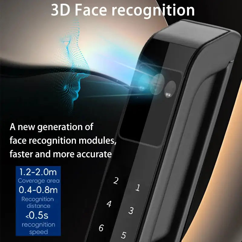 3D Face Tuya WiFi Electronic Smart Door Lock Palm Vein Password Key Fingerprint Aluminum Glass Sliding Door Waterproof Outdoor