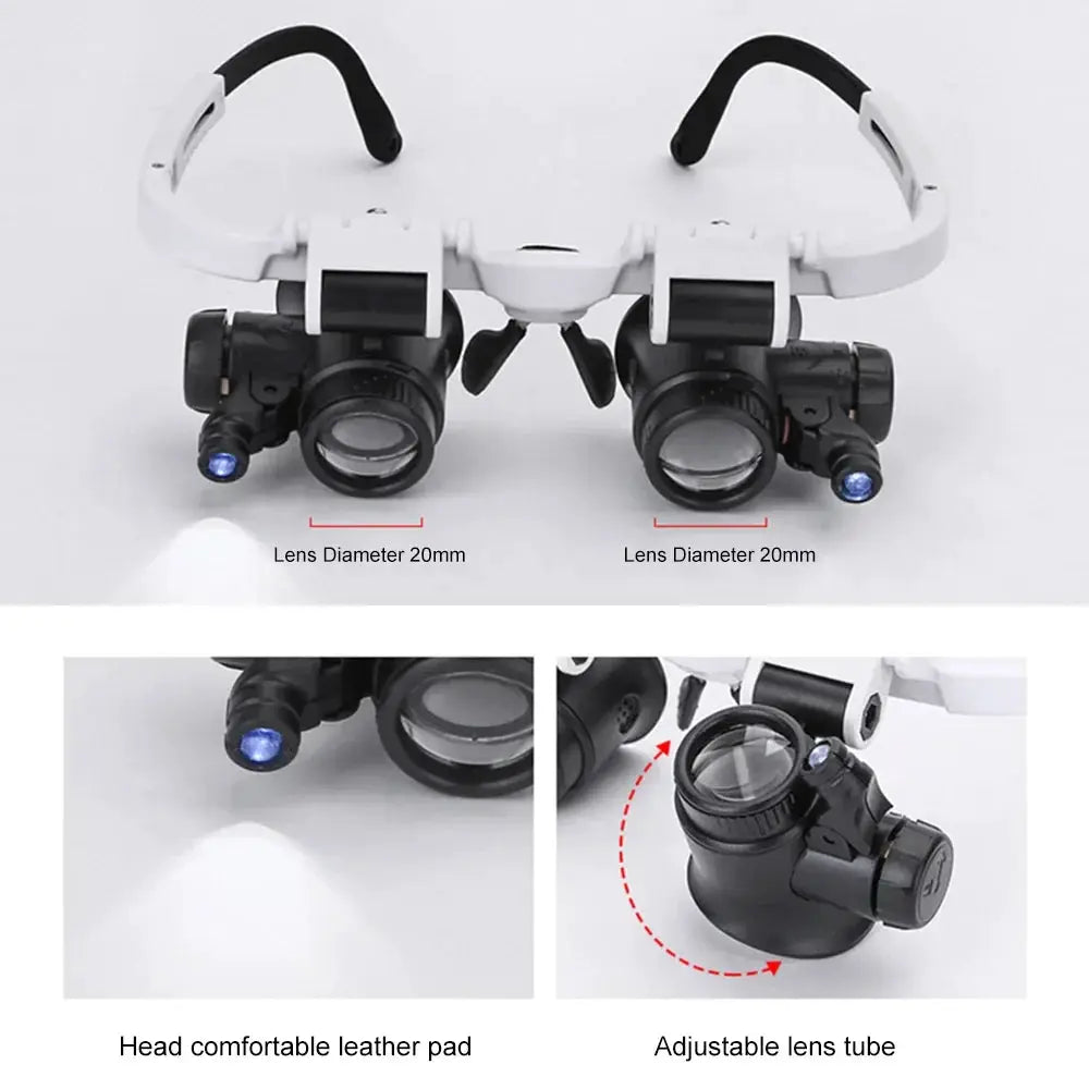Head Mounted Microscope Jeweler Magnifier 8x 15x 23x
