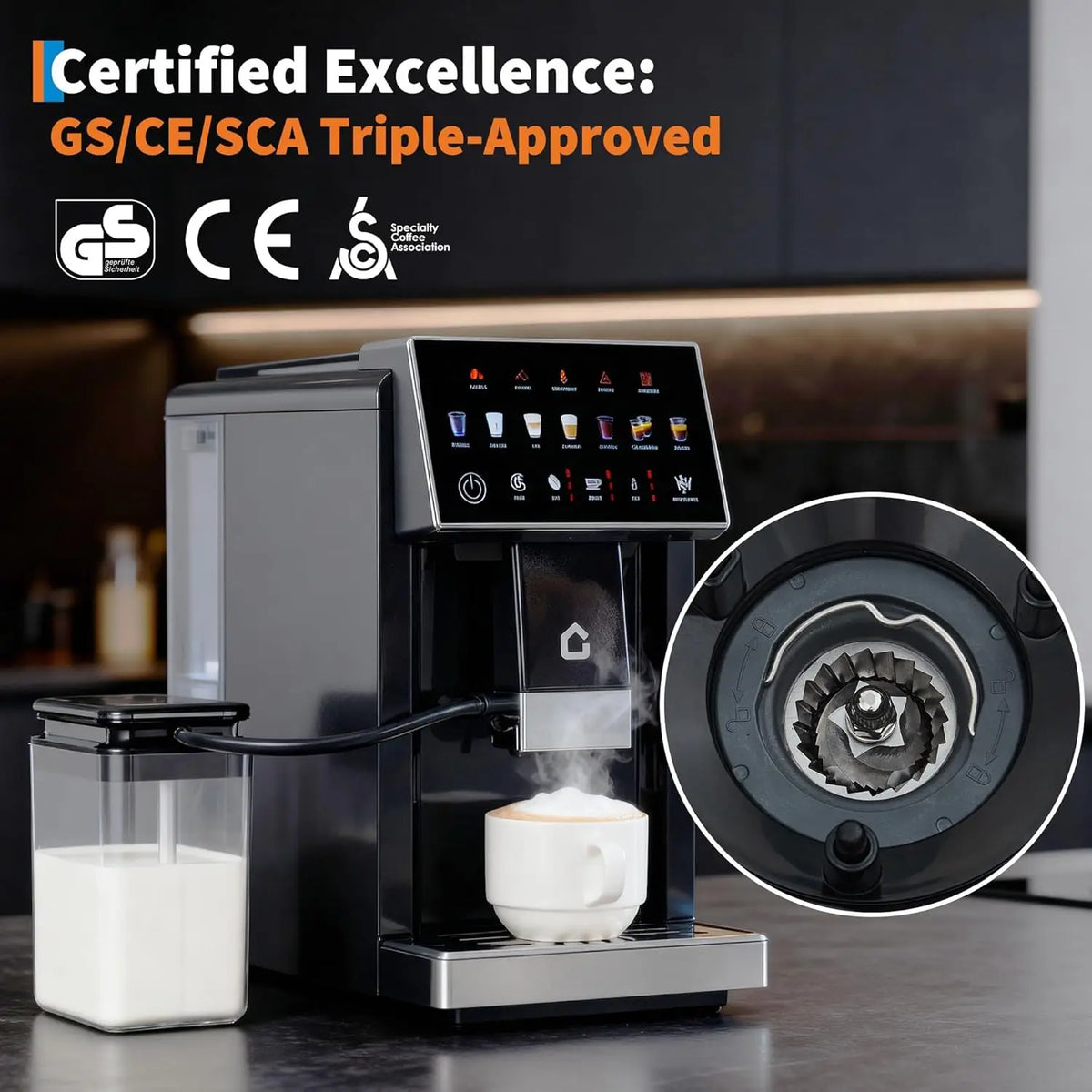 Espresso Coffee Maker with Milk Frother - Removable Brewer — product view 4