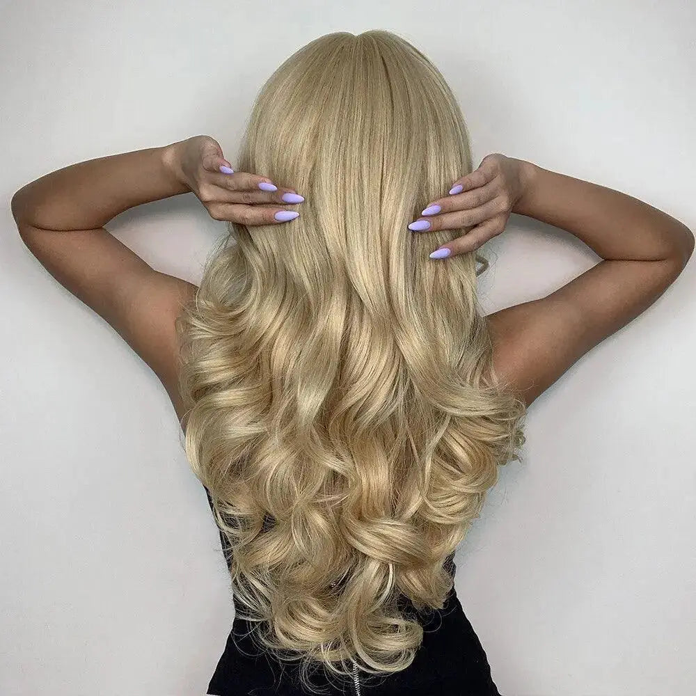 Blonde Wavy Synthetic Hair Wig For Effortless Style Comfort