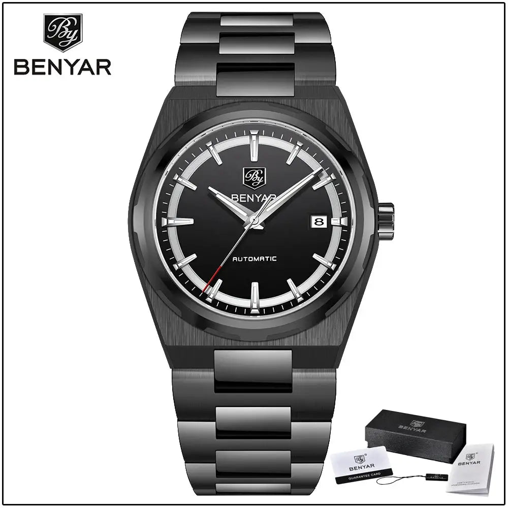 BENYAR Watch Mechanical Wristwatch Stainless Steel Brand Watches Fashionable with Calendar Watch for Men BY5203