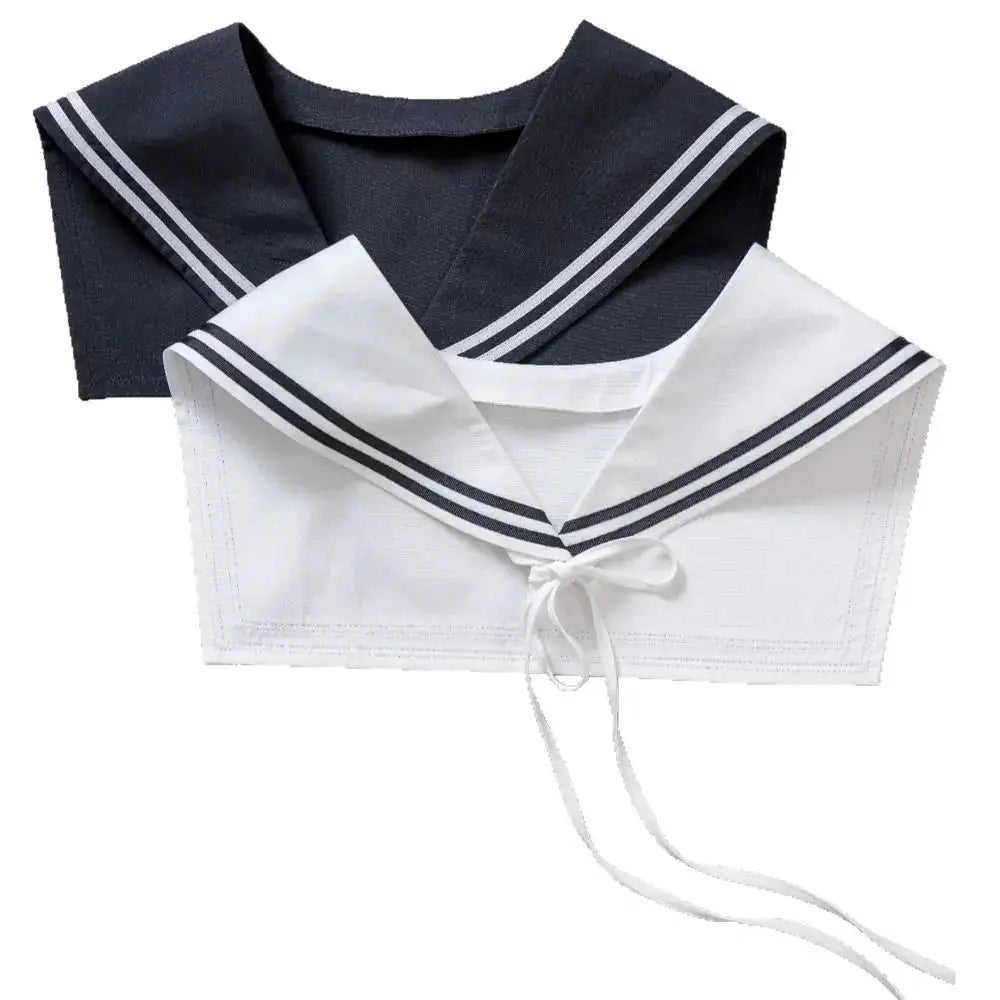 Striped Sailor Fake Collars Scarf Detachable Cotton Top Fake Collar Necklaces Black White Laced False Tie Neckwear