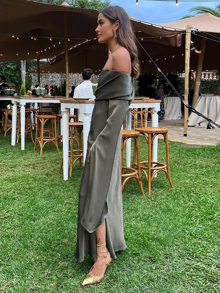 Off Shoulder Midi Dress Sophisticated Partywear For Women