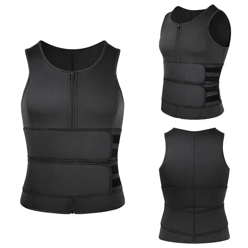 Mens Sauna Vest Waist Trainer With Double Belt Slimming