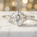 Moissanite Ring in Sterling Silver Oval
