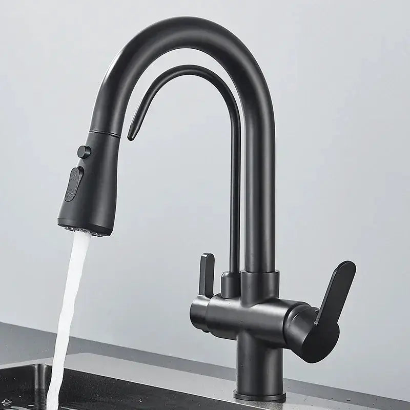 Quyanre Matte Black Filtered Crane Kitchen Faucet Series