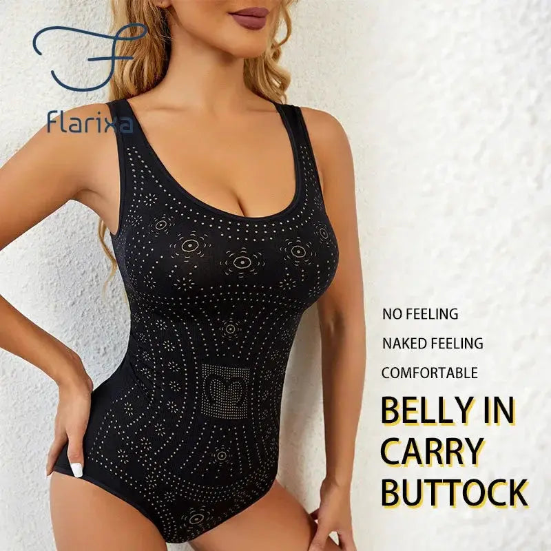 Flarixa Plus Size Seamless Open Crotch Bodysuit For Women