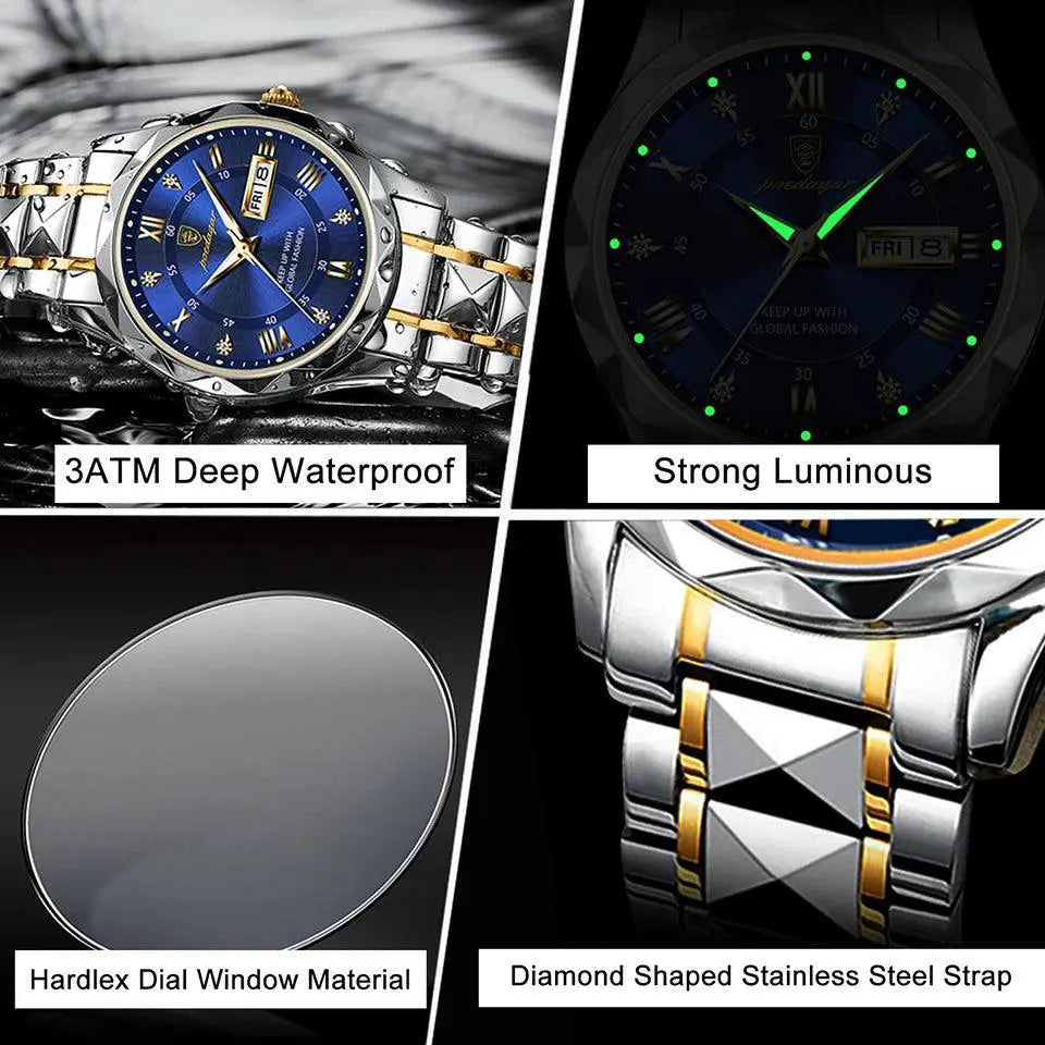 Poedagar Square Quartz Watch Elegant Business Timepiece