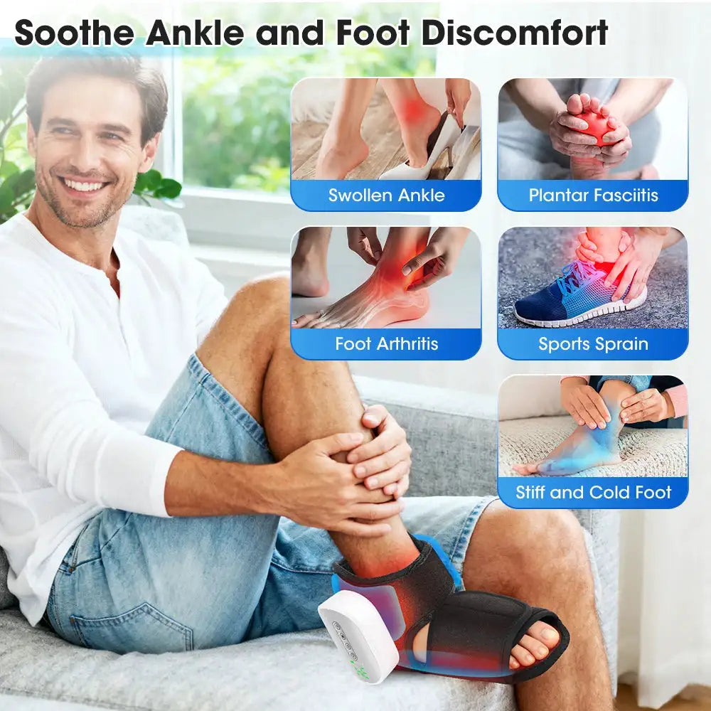 Heated Ankle Foot Massager with Air Compression 4 Intensity Levels And 4 Heating for Deep Foot Muscle Relaxation