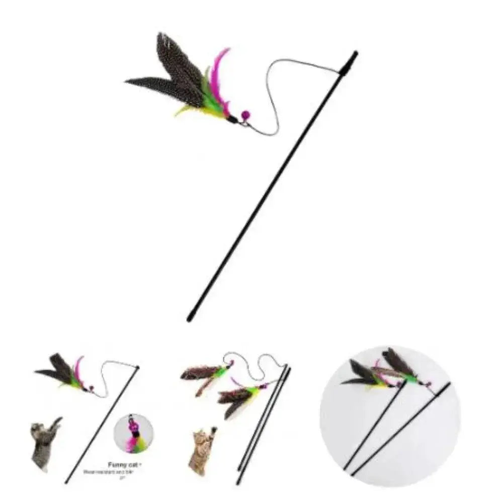 Funny Cat Teaser Rod With Feather Bell Interactive Toy