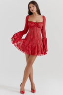 Vintage Lace Flare Sleeve Mini Dress Timeless Romantic Style