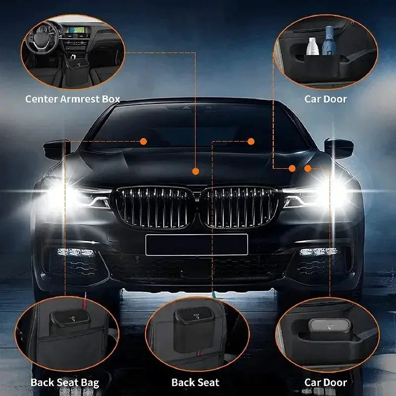3Pcs Car Trash Can With Lid And 60 Garbage Bags Leak Proof