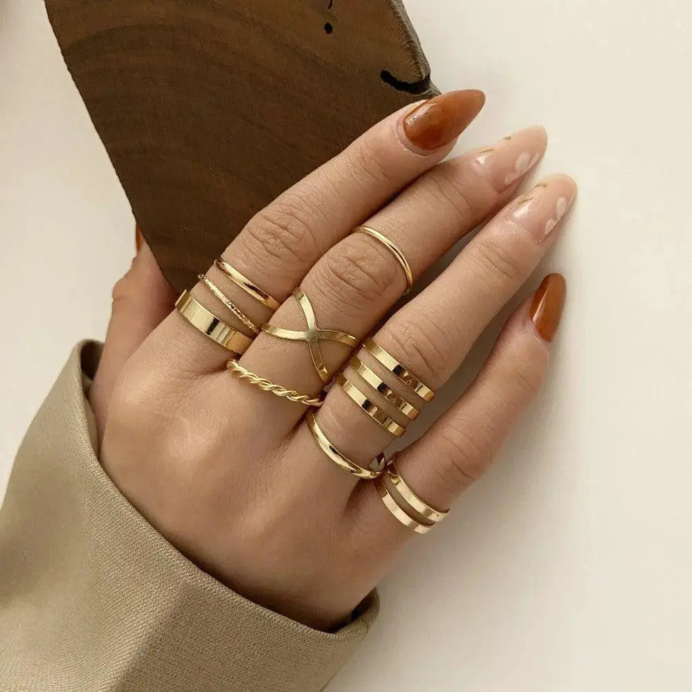 Edgy Geometric Rings Punk Hip Hop Jewelry Collection