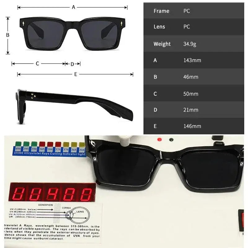 Trendy UV400 Square Rivet Gradient Sunglasses Men Women