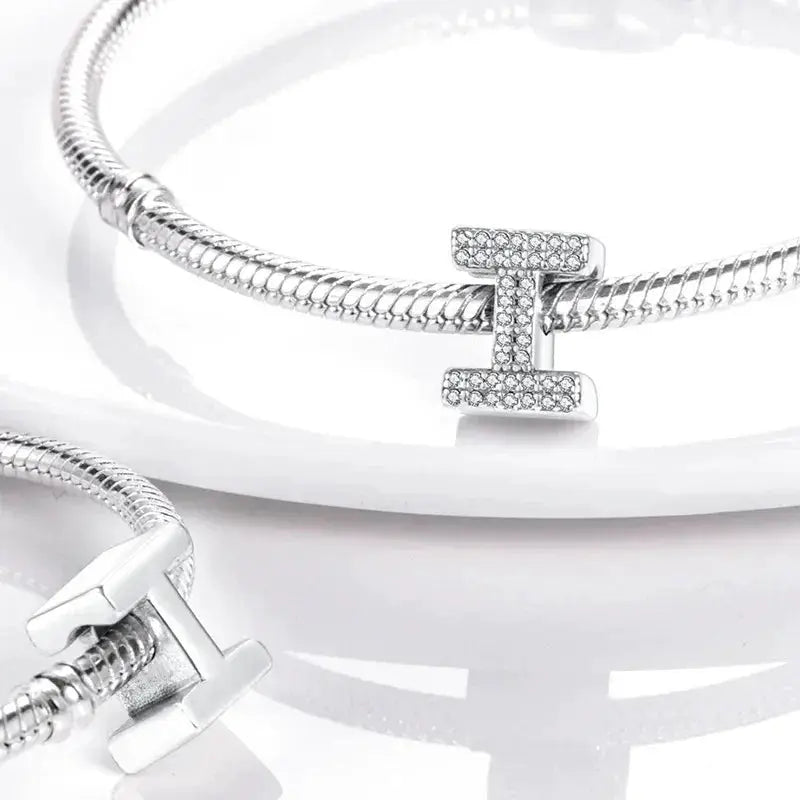 Hot Sale Silver Plated Color Letter Charm Beads For Women