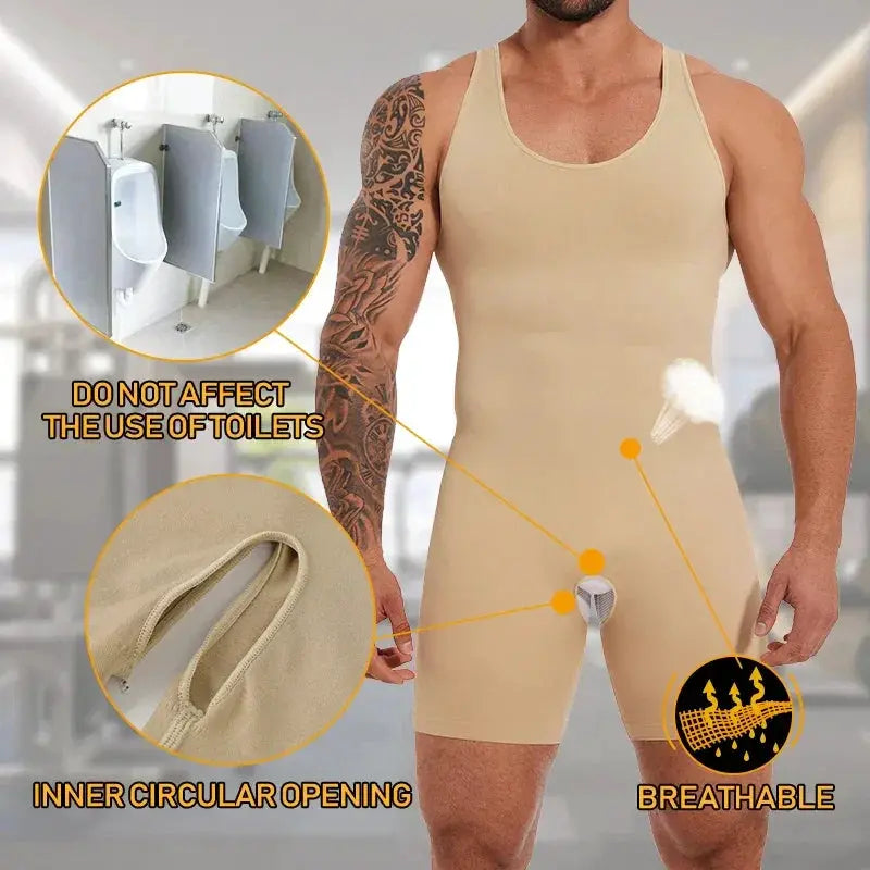 Mens Compression Bodysuit for Slimming Tummy Control