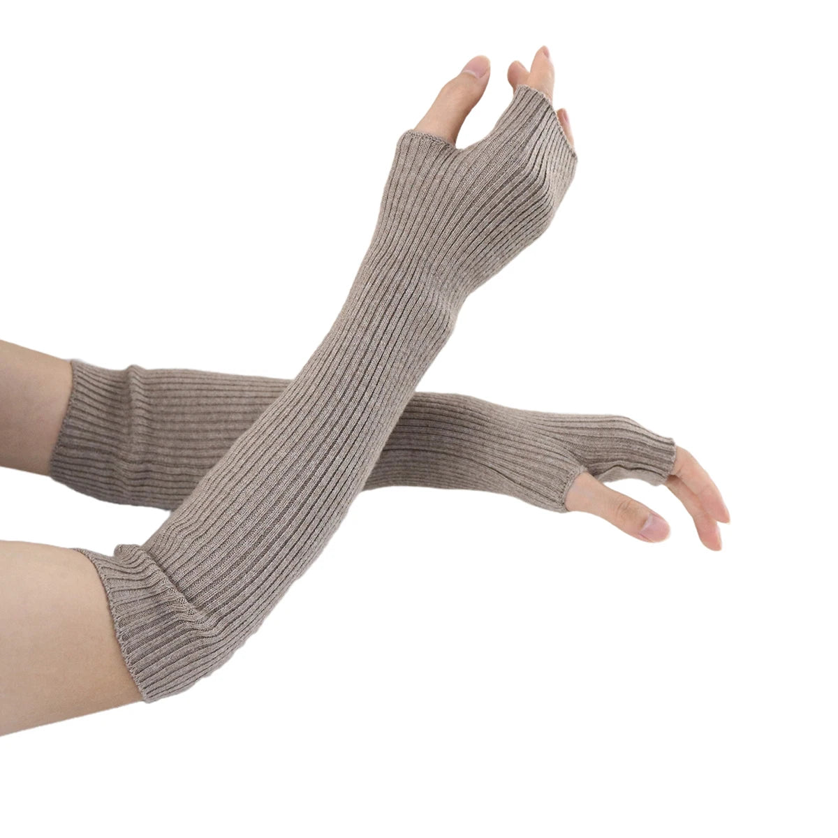Long Fingerless Knit Arm Warmers