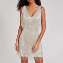 Backless Sequin Tassel Mini Dress