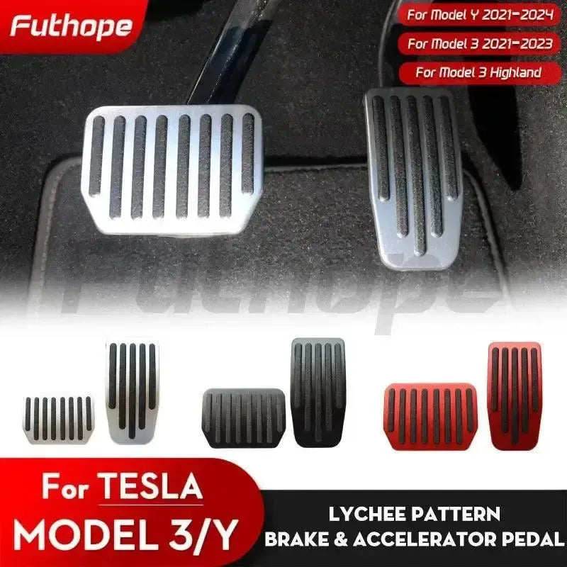 Futhope Tesla Model 3 Y Pedal Covers Litchi Grain Anti Slip