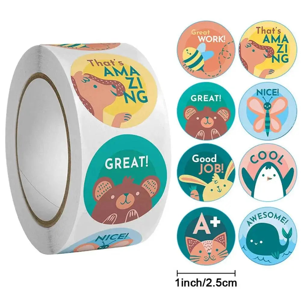 Colorful Cartoon Animal Stickers For Kids Rewards Pack