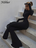 NIBBER Cutout Flared Jumpsuit