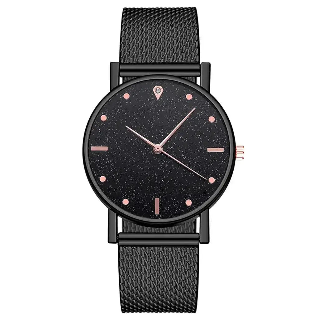 Luxurious Rhinestone Quartz Womens Watch With Steel Band