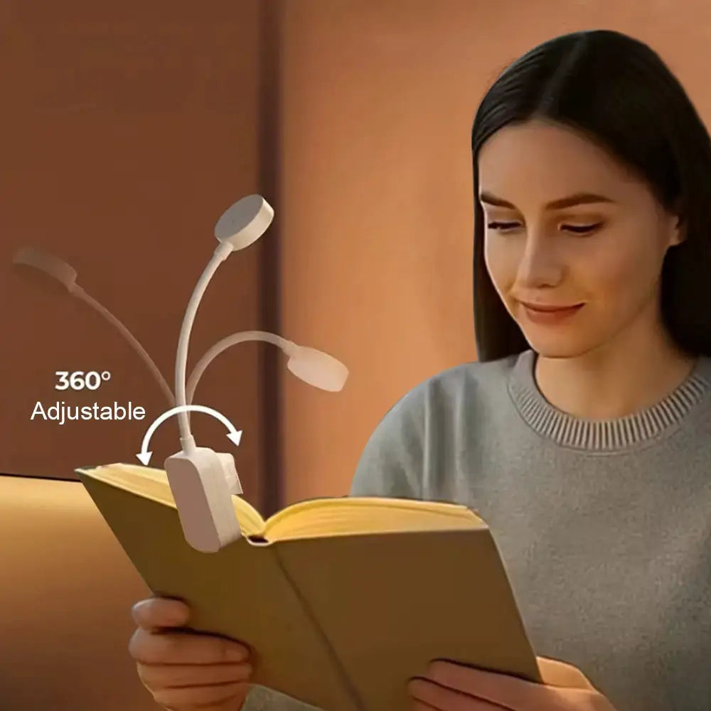 Runtowo LED Clip On Book Light Portable Reading Light Battery Powered 3 Color Eye Protection Stepless Dimmable Mini Desk Lamp