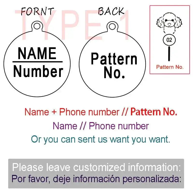 Personalized Dog Cat ID Tag Engraved Collar Charm Keyring