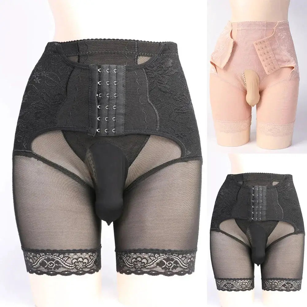 High Waist Butt Shapewear for Men Lace Control Panties