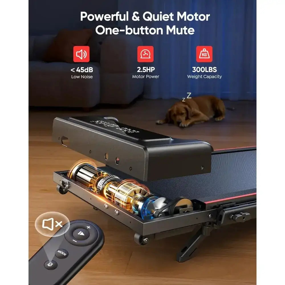 Multi-Functional Walking Pad Treadmill: Incline, Handle, Dual Display, Bluetooth Connectivity for Compact Spaces