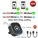 2 In 1 Wireless CarPlay Android Auto Adapter For Cars Plug And Play Easy