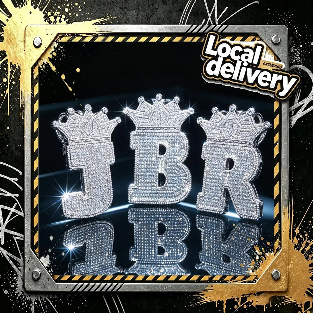 Iced Out Crown Initial Letter