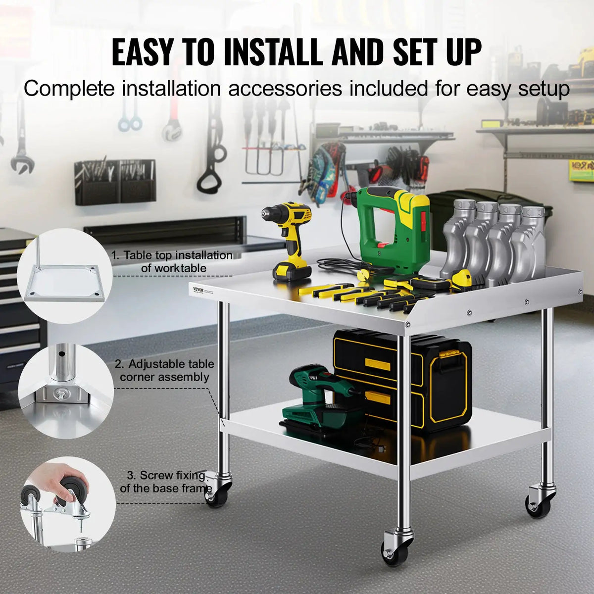 SucceBuy Stainless Steel Work Table Commercial Food Prep Worktable — product view 6