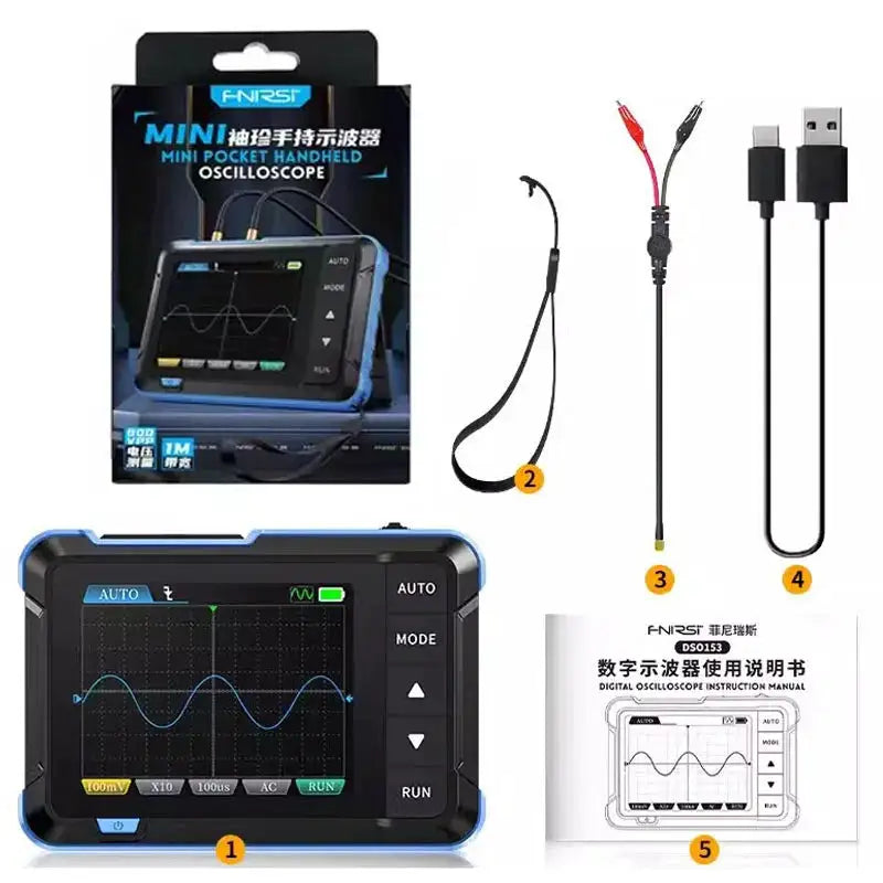 FNIRSI DSO152 Mini Handheld Digital Oscilloscope 2.8 Inch Display Auto Adjust PWM Square Waves Output Firmware Upgrade 800VPP