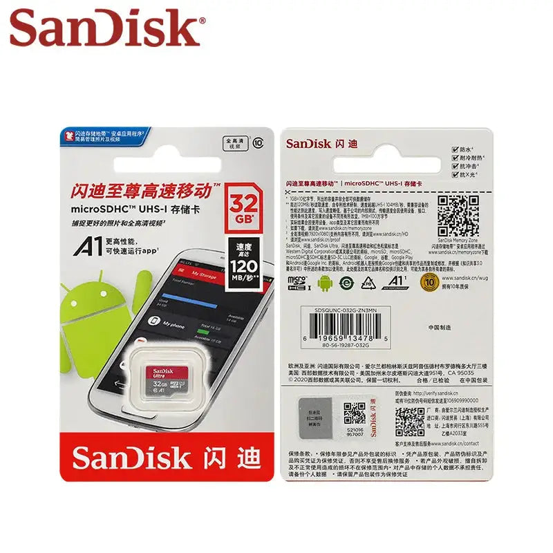 Original SanDisk A1 Micro SD Card C10 Ultra 32GB 64GB 128GB 256GB 512GB 1TB High Speed 150MB/s Memory Card MicroSDXC TF Card