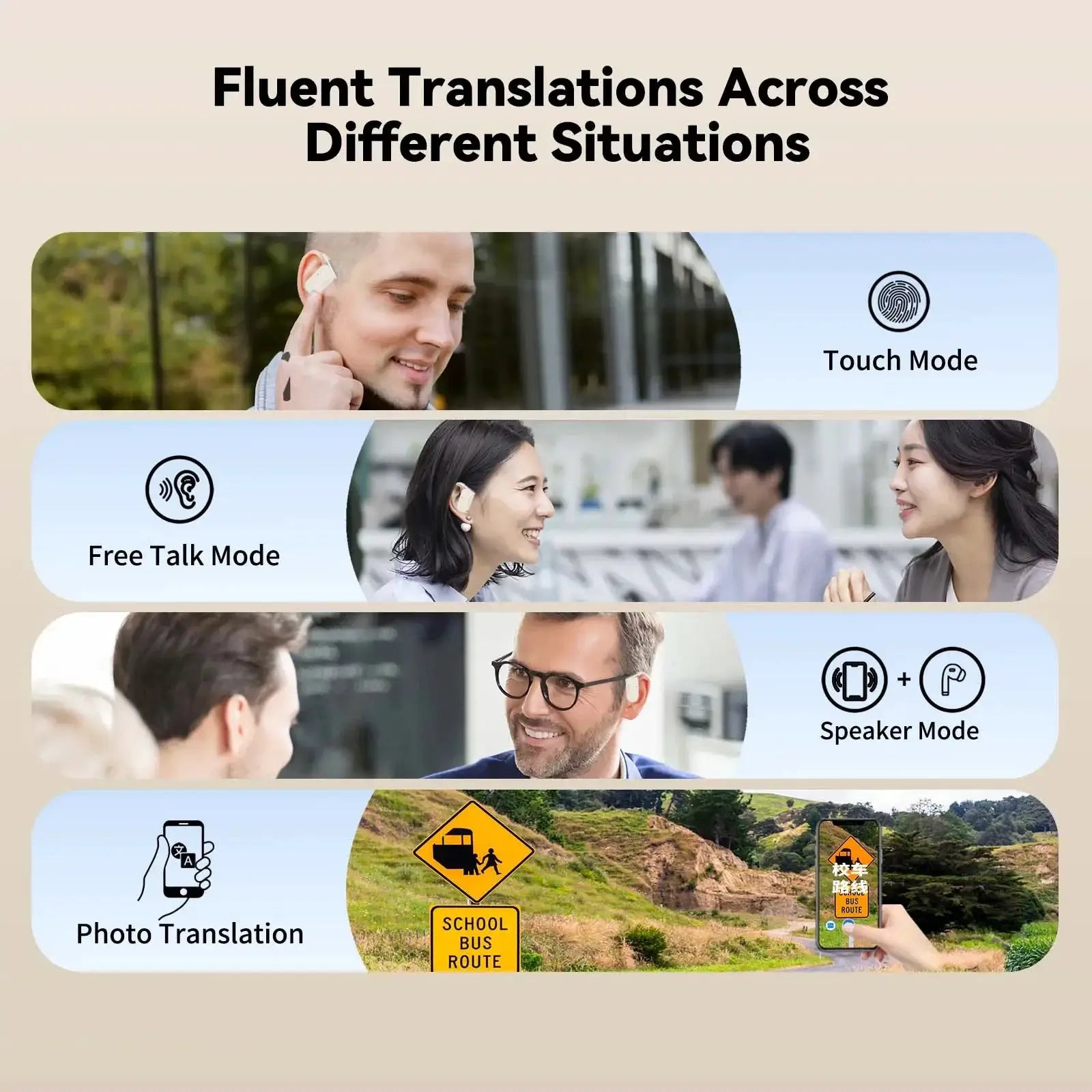 Wooask M9 Translator Earbuds Two Way Real Time Translation