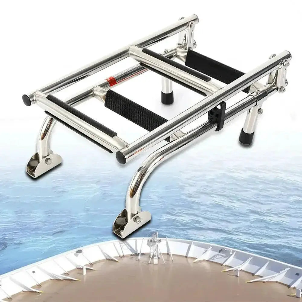 Stainless Steel Telescoping 4 Step Fold Down Boat Ladder