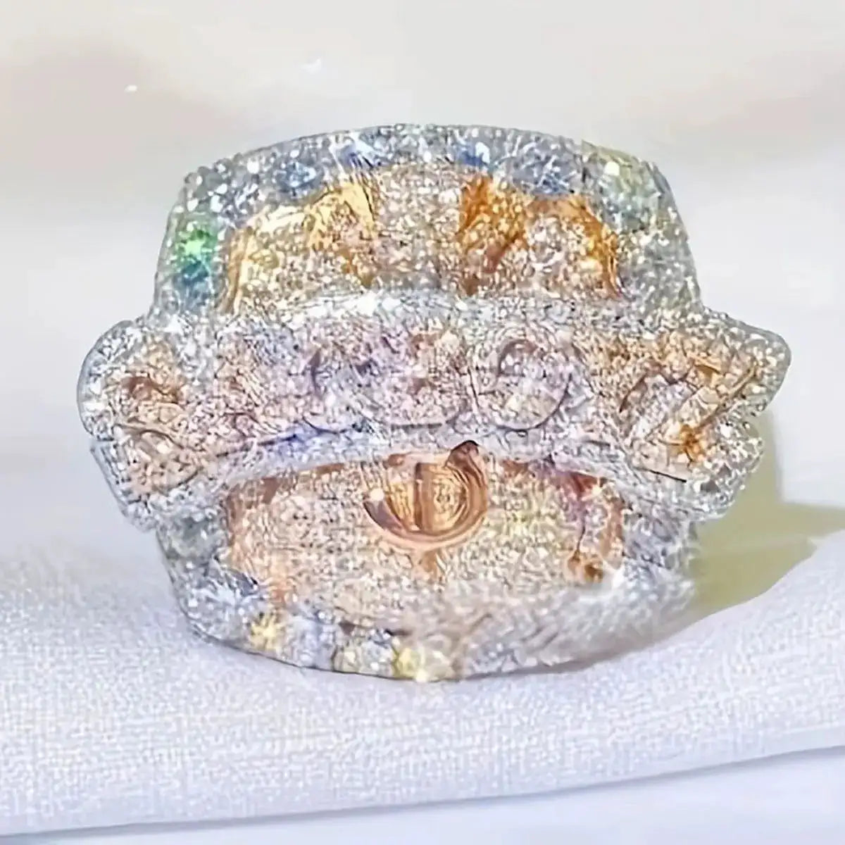 Gold Rose Gold Letter Cuban Ring — product image 1