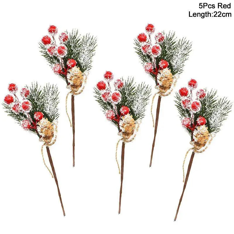 Red Berry Pine Cone Branches for Festive Wreath Decor