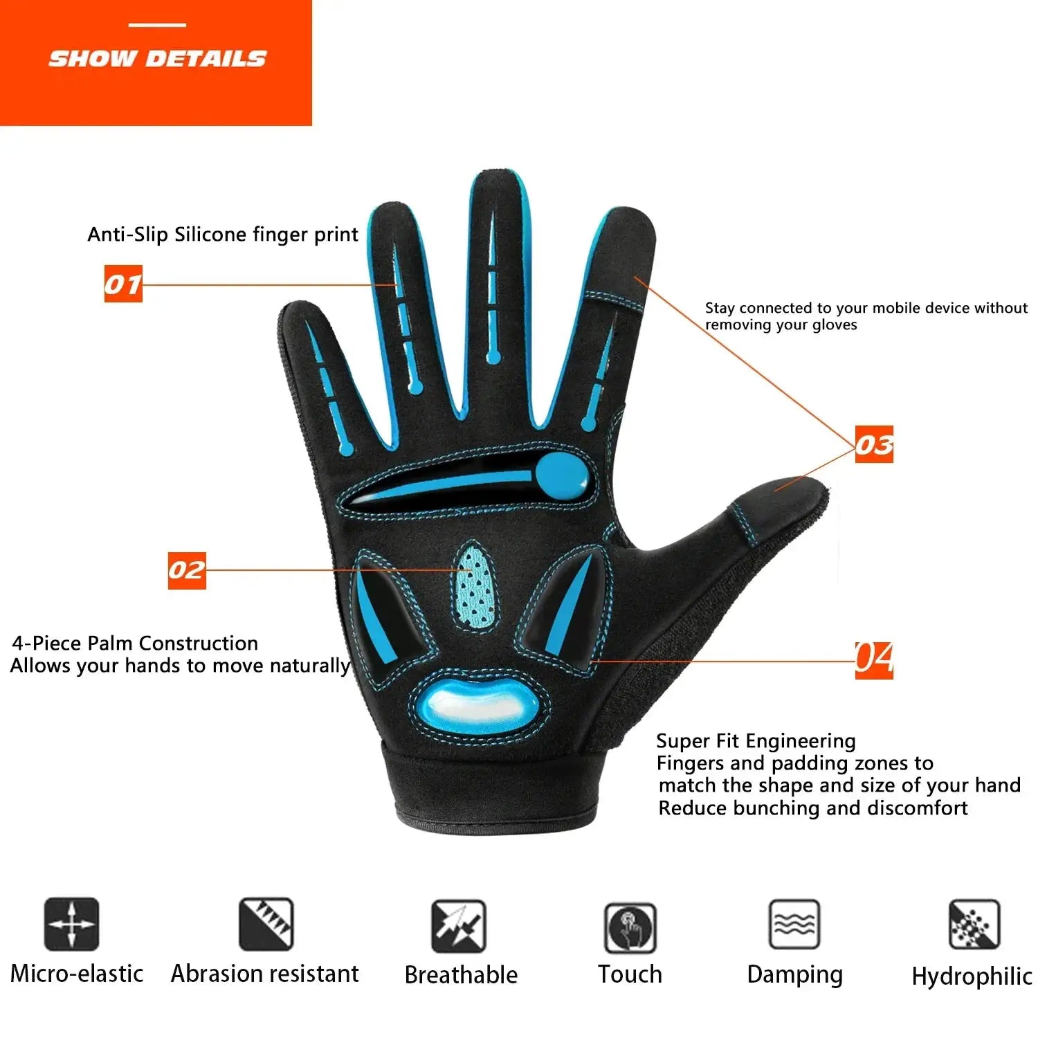 Racing Motocross Gloves Breathable Unisex Non Slip