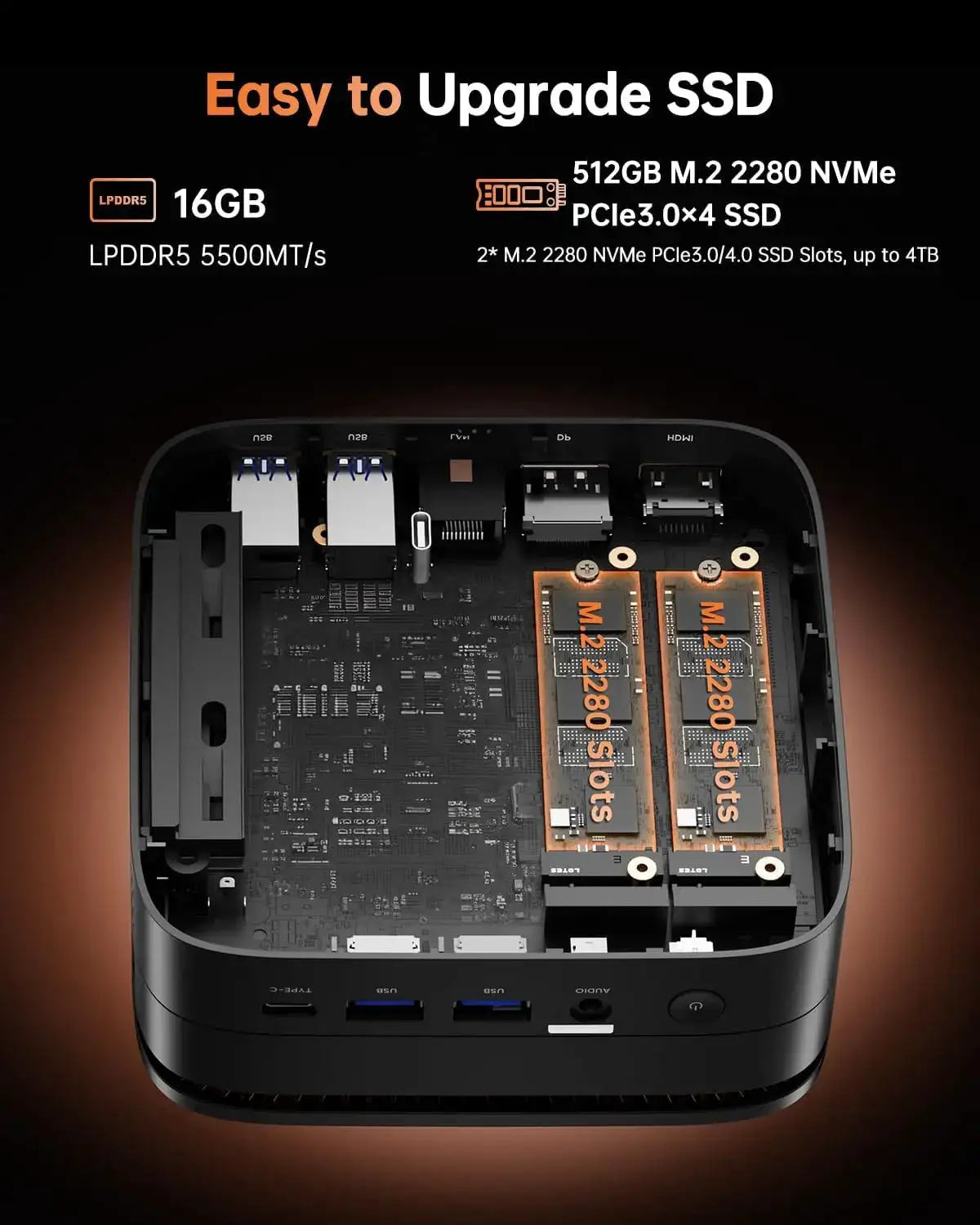 KAMRUI Mini PC Ryzen 7 7735hs 16GB LPDDR5 512GB M.2 NVMe PCIe3.0 SSD Max 4.75 GHz WIFI6 BT5.2 Win11pro Desktop Gaming Computer