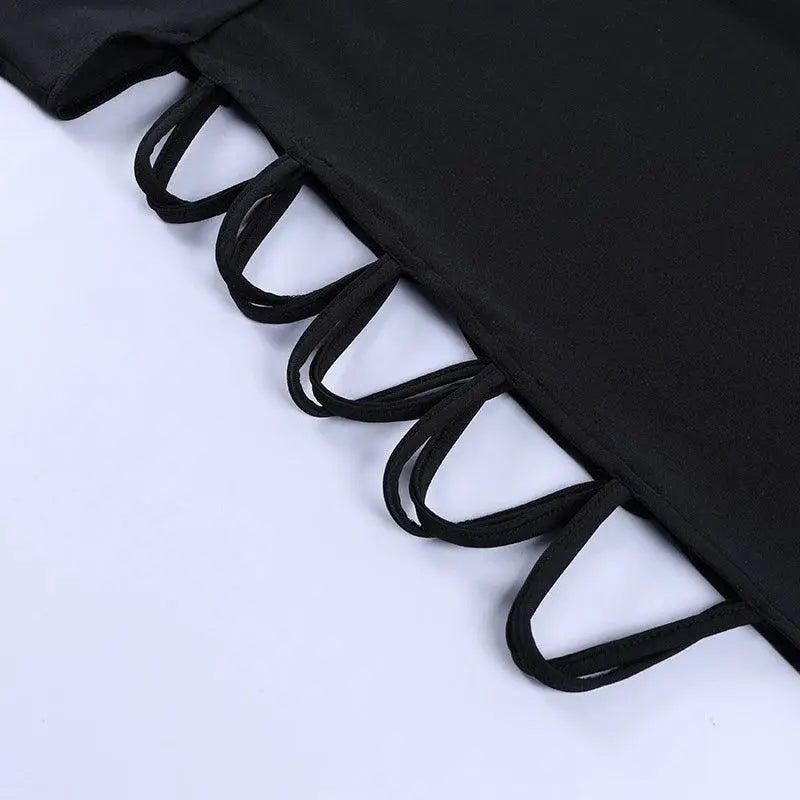 Sultry Black Bandage Dress Sexy High Split Clubwear Style