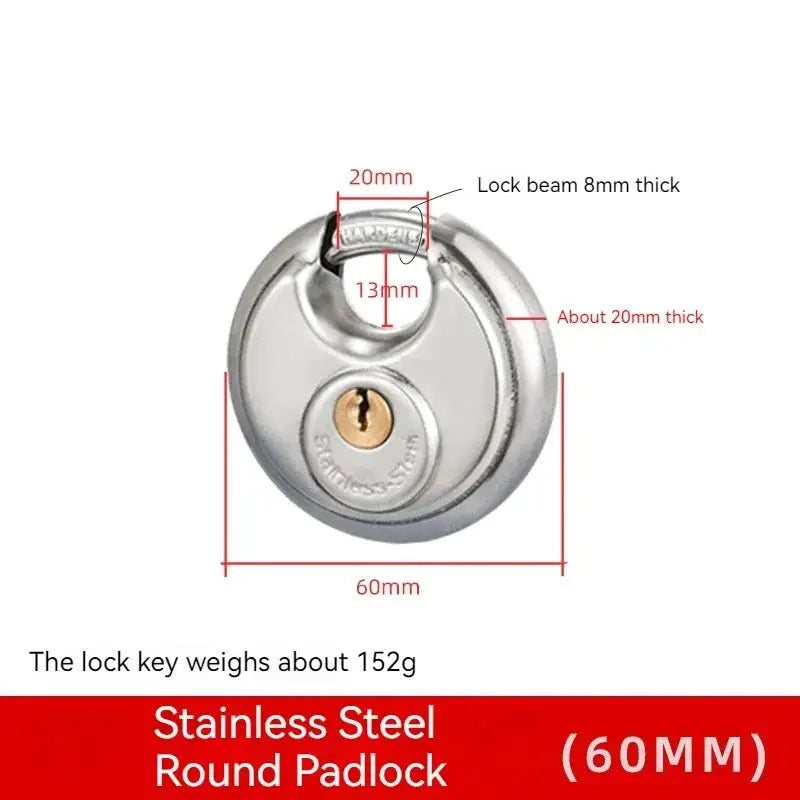 1/2/3PCS 60MM Round Stainless Steel Heavy Duty Key Lock Security Padlock Outdoor Gym Safely Door Lock Anti-theft Tools