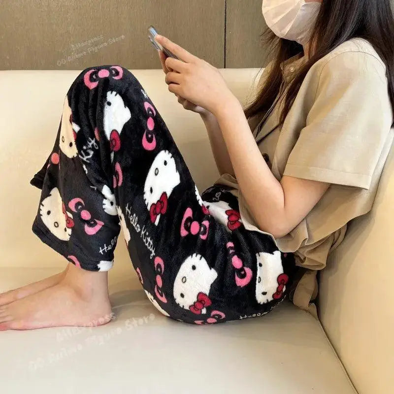 Hello Kitty Flannel Pajamas Cozy Home Pants Gifts For Women