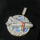 Gold Plated Iced Out Plan Gang Pendant CZ Airplane Target