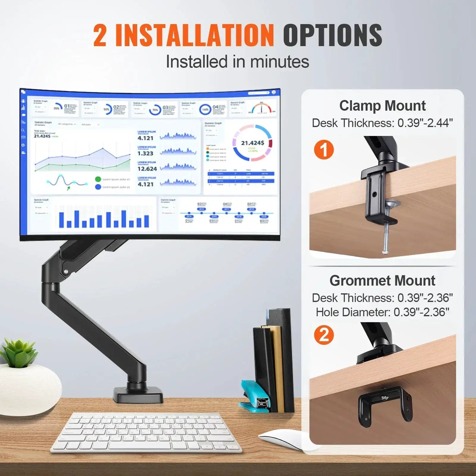 VEVOR Gas Spring Monitor Mount for 13 to 35 Inch Monitors