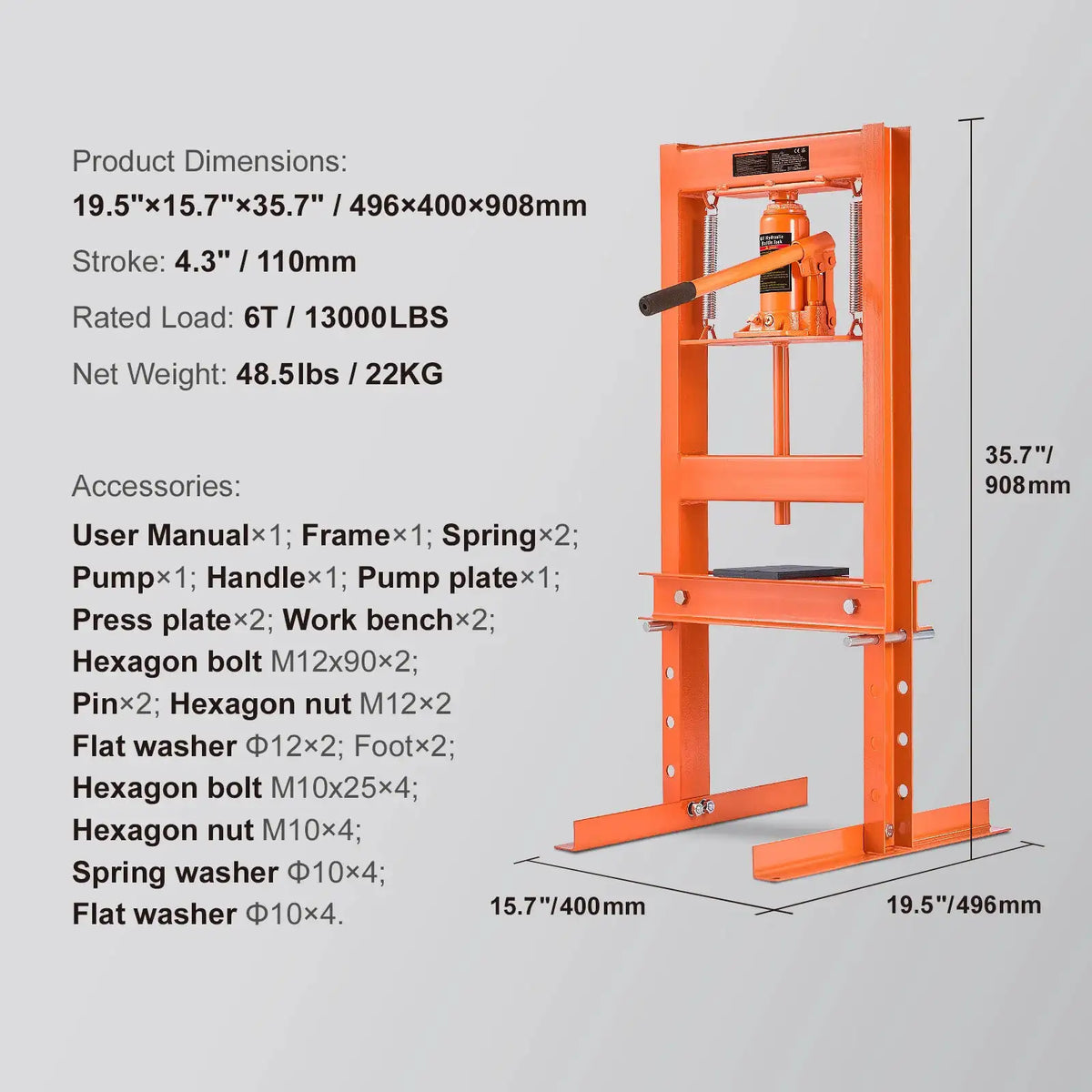 Heavy Duty Hydraulic H Frame Press — product image 7