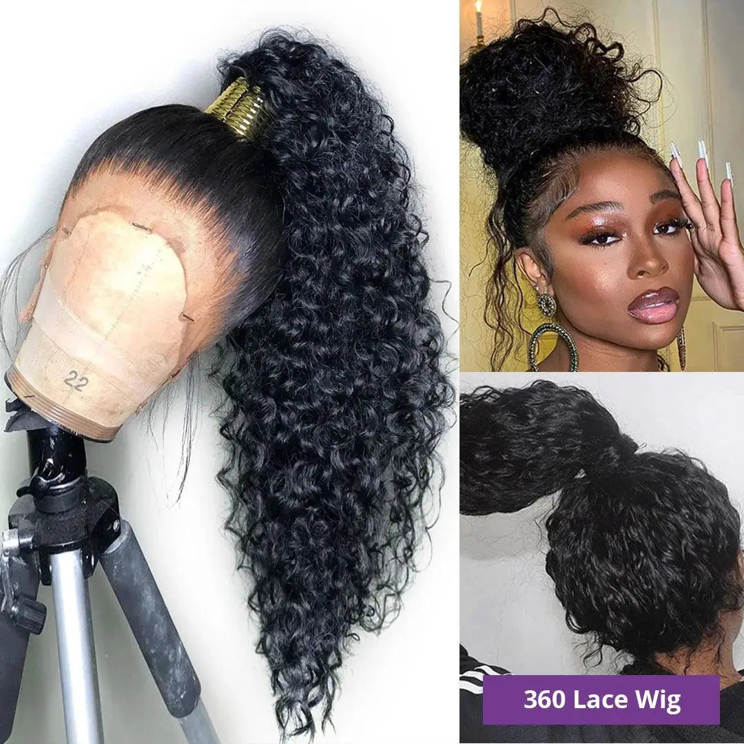 Deep Curly Lace Front 360 Full Lace Brazilian Human Hair Wig