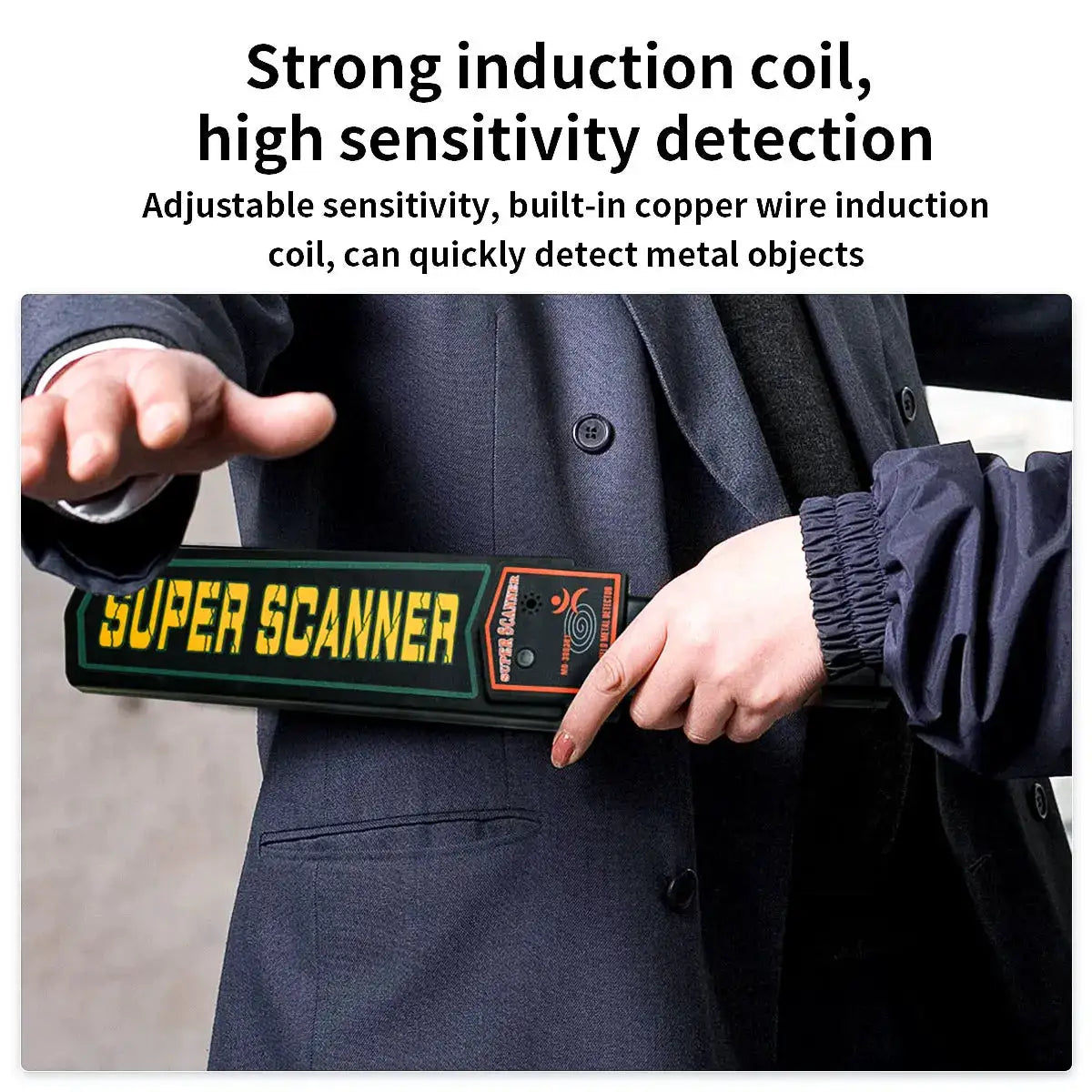 Black Metal Detector Handheld Metal Detection Outdoor Gold Finder Portable Scanner Depth Wall Detector Safe Checking
